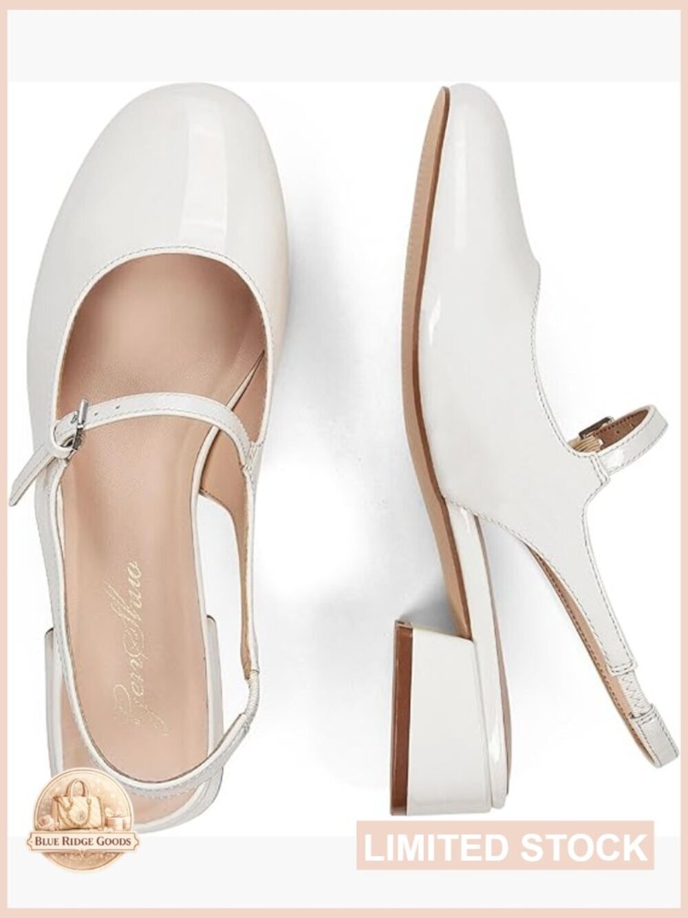 Vegan Leather Chunky Low Heel Mary Jane Pumps Slingback Dress Shoes